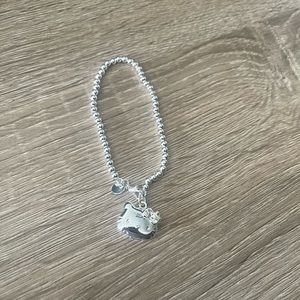 Sanrio Hello‎ Kitty Silver Tone Beaded Locket Bracelet Y2K Charm Jewelry